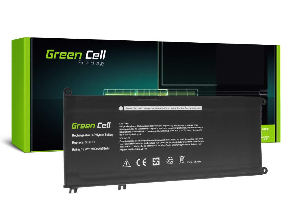 Green Cell Battery 33YDH 15.2V 3400mAh Dell Inspiron G3 3579 3779 G5 5587 G7 7588 7577 7773 7778 7779 7786 Latitude 3380 3480 3490 3590 (DE138)
