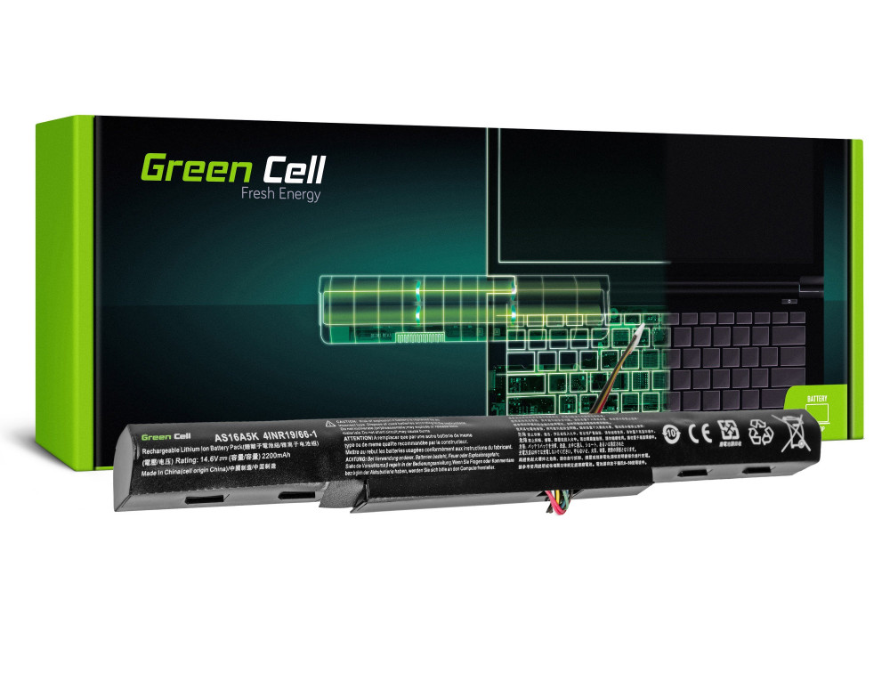 Green Cell-akku AS16A5K Acer Aspire E15 E5-553 E5-553G E5-575 E5-575G F15 F5-573 F5-573G 14.6V 2000mAh (AC51)
