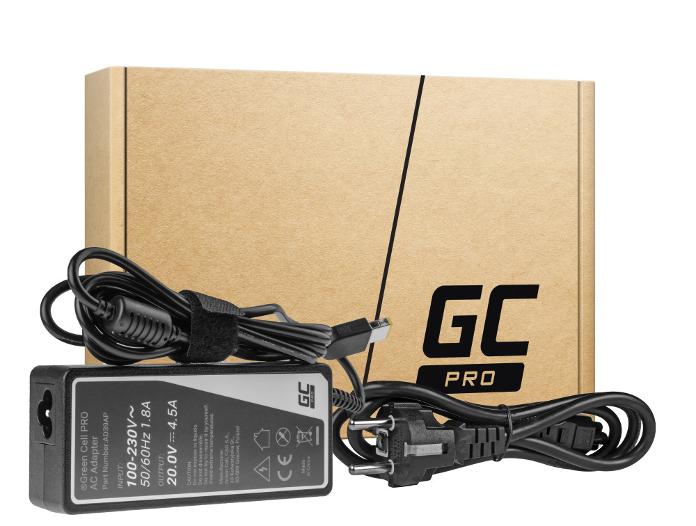 Green Cell PRO - laturi 20V 4.5A 90W for Lenovo G500 G500s G510 Z51-70 IdeaPad Z510 Z710 ThinkPad T440s T460p T470p (AD39AP)