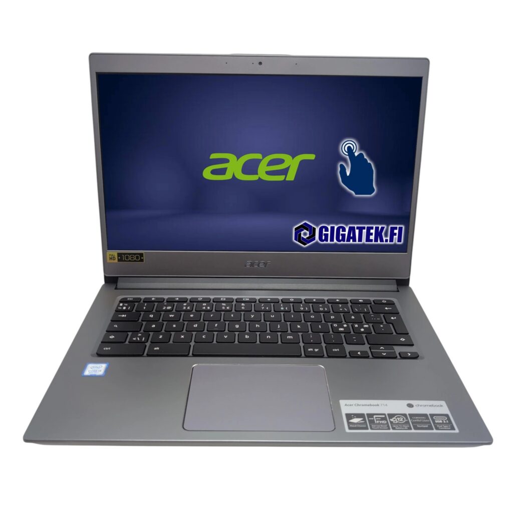 Acer Chromebook 714-1WT/i3-8130U/8GB DDR4/64GB SSD/14” FHD-IPS-Kosketusnäyttö/ChromeOS/A1/Takuu 24kk