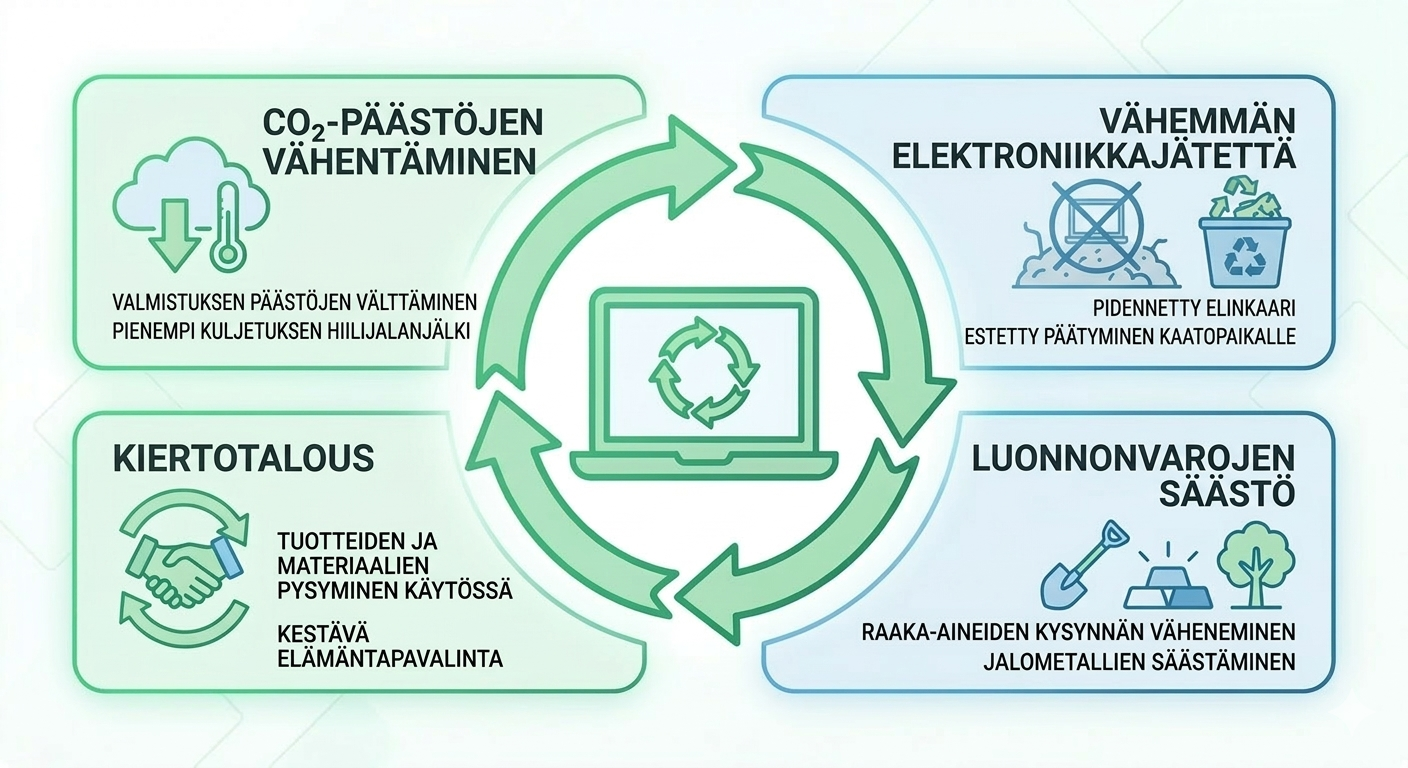 Kunnostetun kannettavan ymparistohyodyt