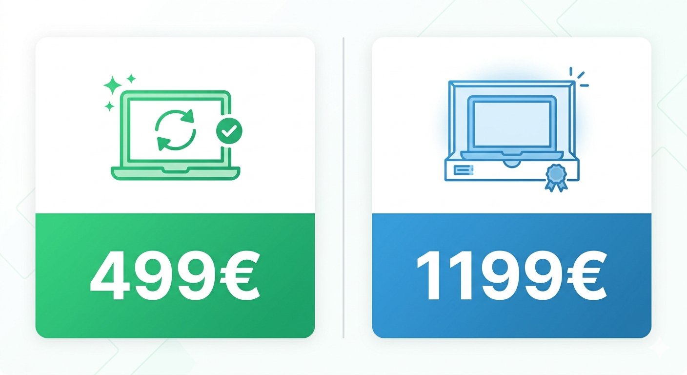 Hintavertailu kunnostetun ja uuden kannettavan valilla
